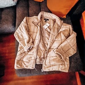 Coats | Tan Dolman Quilted Zip Up 